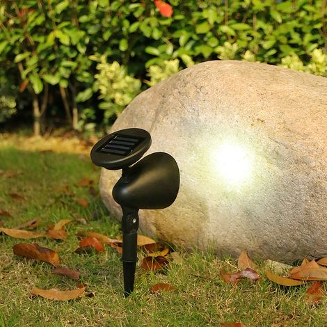 Lot de 2 projecteurs solaires de jardin à 4 LED, éclairage extérieur étanche, lumière chaude, 1 mode d'éclairage unique pour cour ou jardin. (1/3)
