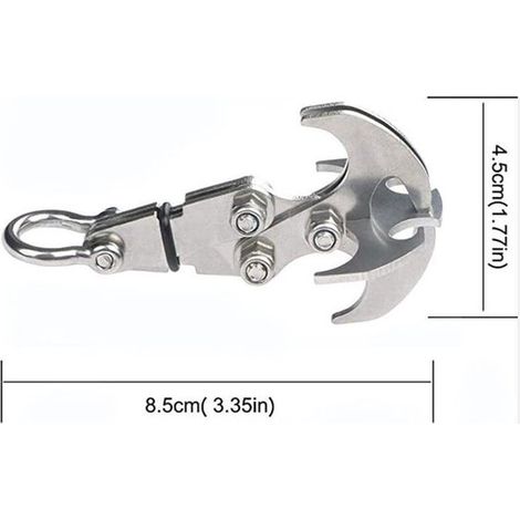 2 pezzi - Rampino da arrampicata - Rampino a gravità - Gancio da arrampicata - Rampino a gravità - per arrampicata all'aperto, artiglio di soccorso, sopravvivenza, alpinismo - argento - 8,5×4,5 cm (1/4)