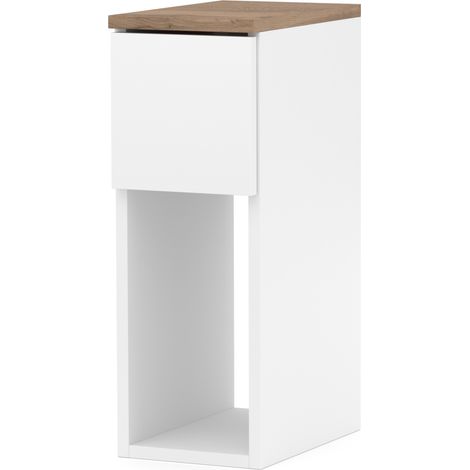 MUEBLE DE NOCHE ESTRECHO BLANCO MESA ESCANDINAVA DE 20 CM CON 1 CAJÓN PARA EL DORMITORIO (1/5)