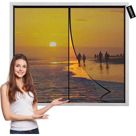 Magnetisches Fliegengitter Fenster 110x130cm Schwarz mit automatischer Schließung, Klebemontage (1/5)