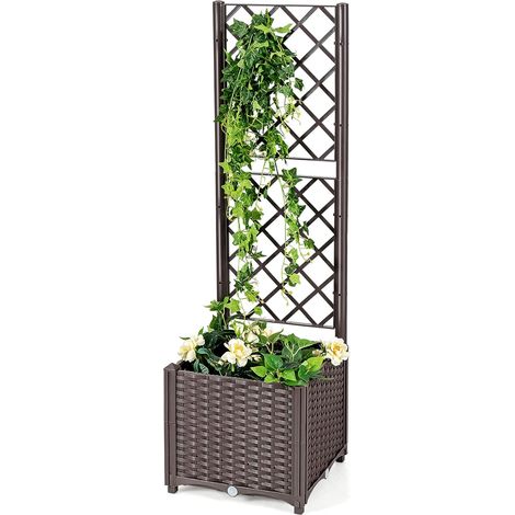 COSTAWAY Fioriera da Esterno per Piante Rampicanti Verdure con Auto Irrigazione e Fori di Drenaggio, Ideale per Giardino, Cortile e Balcone (40 x 40 x 135 cm) (1/4)