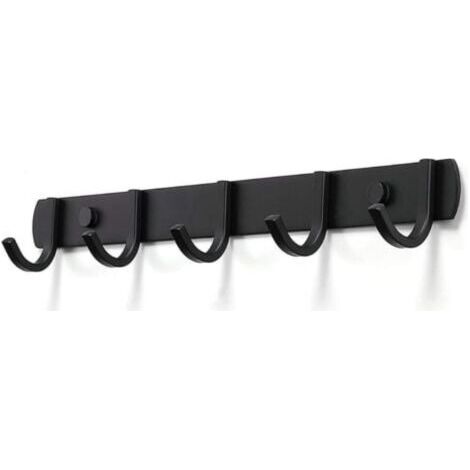 Porte Manteau Mural, Patères Porte Manteaux Design En Acier Inoxydable, Patères Salle De Bains Solide pour Chambre Bureau Noir (5 Hook) (1/5)