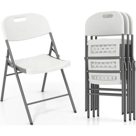 Goplus – Lot de 4 chaises pliantes en plastique HDPE – Cadre métallique robuste – Capacité 160 kg – Conception portable et pliable – Pour intérieur et extérieur (1/5)