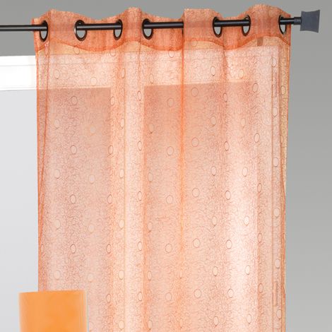 Voilage organza brodé bulles Terracotta 140x240 cm