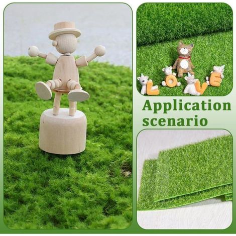 Pelouse Artificielle - Tapis De Gazon Miniature 15 x 15 cm - Pour Micro-Paysage Jardin DIY Terrarium Bureau - 4 Pièces (1/5)