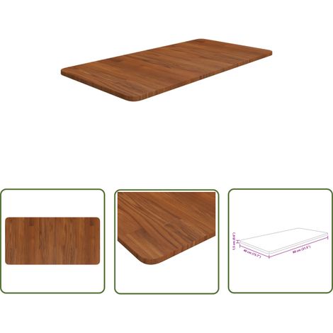 The Living Store Comptoir de salle de bain Marron foncé 80x40x1,5 cm Bois traité - Comptoir Salle De Bain - Dessus De Table - Bois De Chêne - Meuble Salle De Bain - Rénovation Cuisine (1/4)