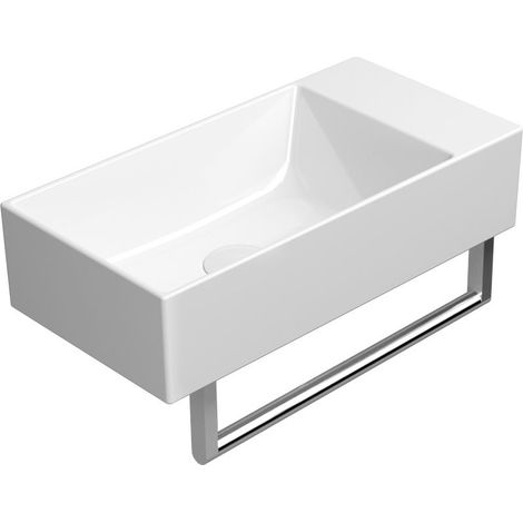 Lavabo en céramique KUBE X 50x25cm, sans trou pour robinetterie, droite/gauche, blanc ExtraGlaze (1/3)