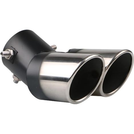 63mm Extrémités de Tuyau d'échappement Universel Embouts Silencieux D'éChappement Acier Inoxydable Voiture Silencieux Queue Double Sortie Plier Argent (1/5)