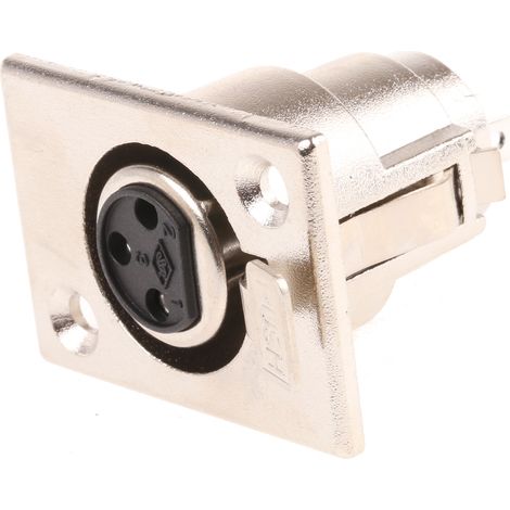 RS PRO-Connecteur XLR Femelle Droit 3 voies Montage panneau, placage Argent ( Prix pour 1 ) (1/2)