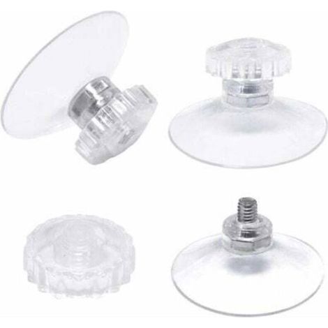 Ventouses transparentes - PZCC - Lot de 30 - Ø 45 mm - Charge 2 kg - PVC haute résistance, filetage moleté (1/4)