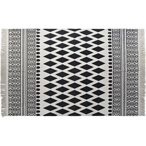 DKD Home Decor Tapis Losanges Noir Blanc 160x250 cm (1/4)