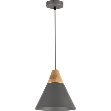 Suspension grise métal/bois hêtre Maytoni Bicones Ø22cm (1/4)