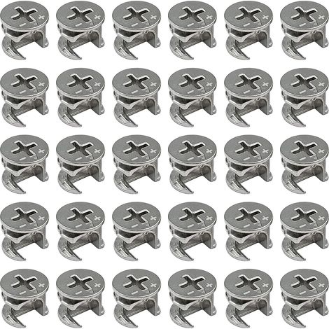 Lot de 30 connecteurs de meubles excentriques en alliage de zinc pour armoire, tiroir, commode et penderie (1/5)