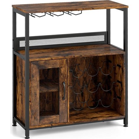 Freistehender Weinschrank mit herausnehmbarem Regal und Glashalter
