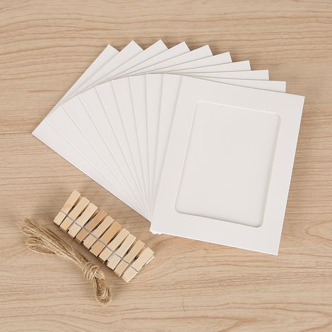Cadre Photo Papier 4x6 Pouces - Cadre Kraft avec Pinces en Bois et Corde en Jute - Décoration Murale DIY pour Maison Bureau École - Lot de 30 Pièces (1/5)