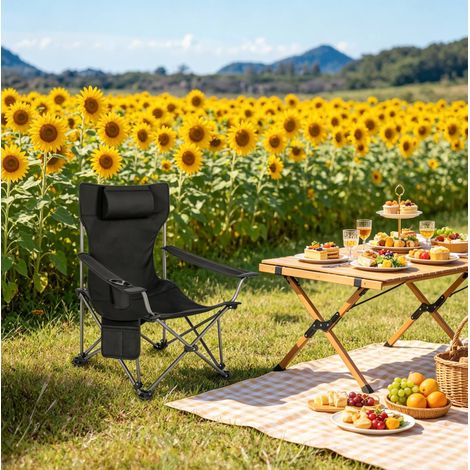 Stuhl Sessel klappbar mobil Stahl Schwarz HAVRYA (1/4)