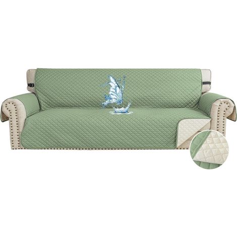 Housse de canapé imperméable 4 places, anti-rayures, antidérapante, lavable, vert clair (1/5)