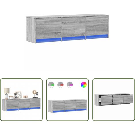 Holzwerkstoff - TV-Schränk mit LED Graues Sonoma 140 x 34 x 40 cm Holzwerkstoff (1/5)