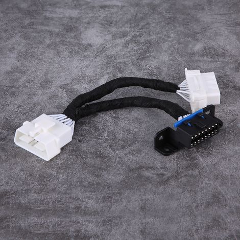 OBD2 16-poliger Stecker auf zwei Buchsen Adapter, Y-Kabel zur Verlängerung und zum Verteiler, robuster Stecker, für die Fahrzeugdiagnose. (1/5)