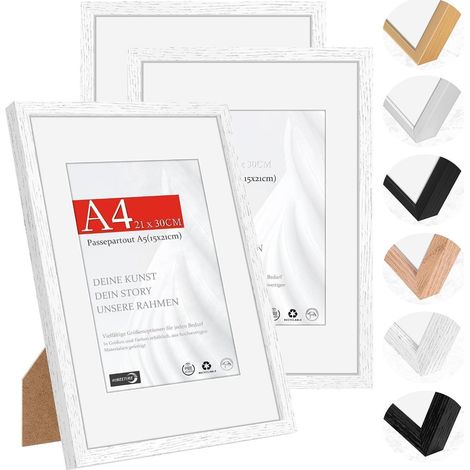 Bilderrahmen 3x A4 Holz Weiß Holz Wei&xDF A4(21x29,7cm) 3x (1/5)