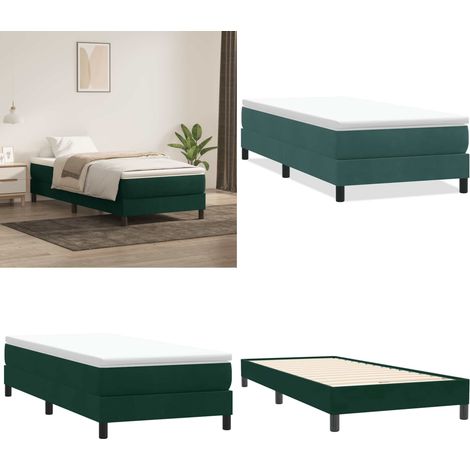 vidaXL Boxspringbett ohne Matratze Dunkelgrün 90x220 cm Samt (1/5)