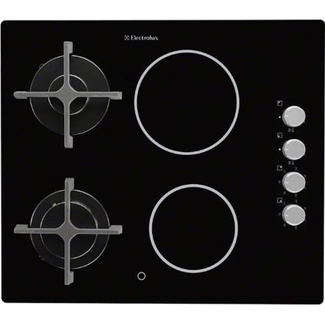 Electrolux – Plaque de cuisson induction et gaz 58x51cm – 4 foyers – Verre céramique noir – Sécurité gaz avec interruption automatique