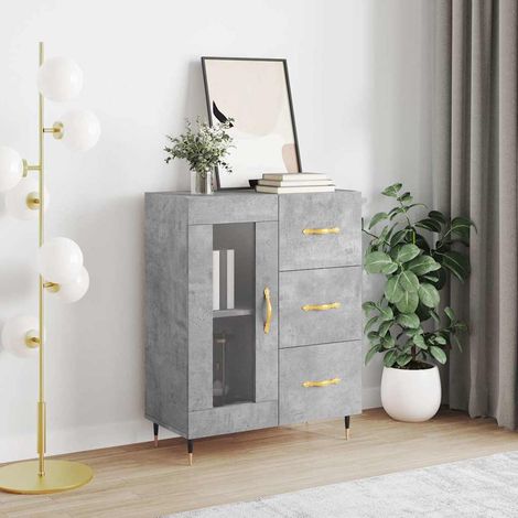 Buffet Meuble de rangement Armoire de cuisine gris béton 69,5x34x90 cm bois d'ingénierie 76819 (1/5)