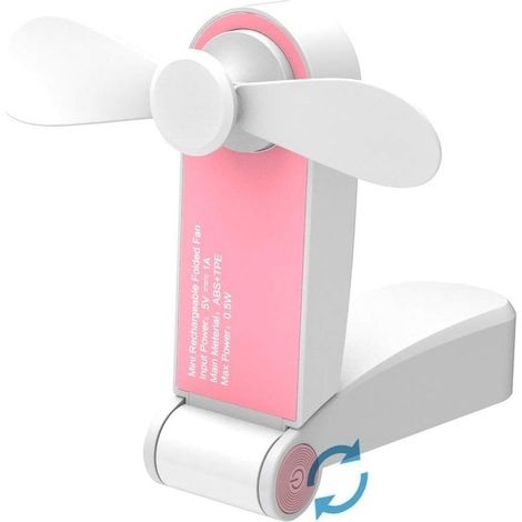 Mini fan portable of pocket, fan of office, with USB, rechargeable, for the home or the trips, 2 speeds, Green, small hanheld fan Pink- (1/5)