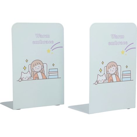 Deux serre-livres avec patins antidérapants, en métal résistant, parfaits pour les bureaux, les maisons et les écoles. (13 pages) (1/5)