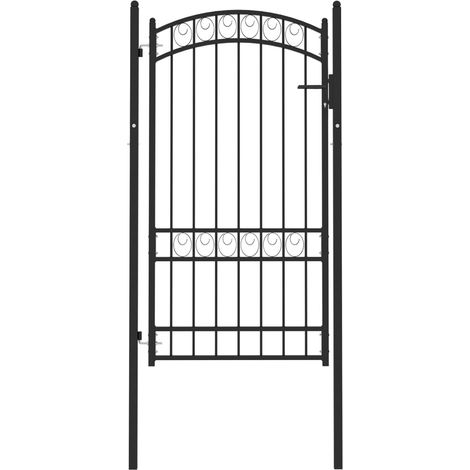 Portail de clôture avec dessus arqué Acier 100x175 cm Noir (1/5)