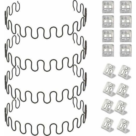 Ressorts de rechange pour canapé 4 pièces 50,8 cm avec 8 clips en S, 4,0 fils de diamètre Kit de réparation de ressorts de canapé pour siège de décoration intérieure de meubles (1/4)