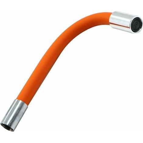 Tube rallonge de robinet universel de 50 cm - Régulateur de pulvérisation flexible - Flexible en silicone flexible et résistant, orange (1/4)
