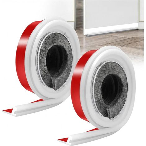 2 x Entrance Door Brush Seals, 100 x 3 cm, Self Adhesive Bottom Brush Cutting, Cold Cut Against Air Currents Dust Insects, Interior and Exterior Doors (1/5)