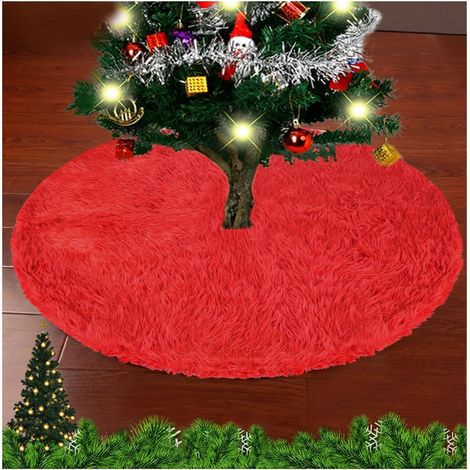 Jupe De Sapin De Noël Rouge 90cm Ronde Multifonctionnelle Pour Décoration De Fête De Maison Vacances Et Célébrations Hivernales (1/4)