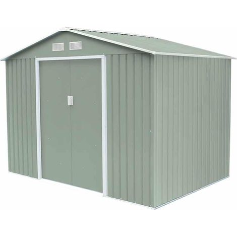 Caseta Metálica Jardín Gardiun Leeds 5,30 m² Exterior 277x191x202 cm Acero Galvanizado Verde Claro
