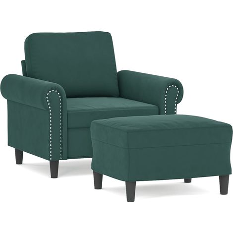 Maison Exclusive - Sessel mit Hocker Dunkelgrün 60 cm Samt