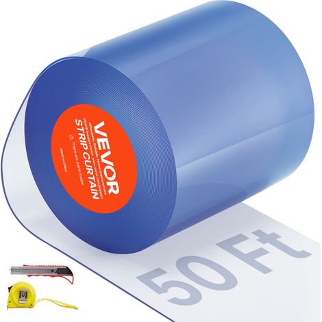 VEVOR Tenda a Strisce in Plastica Lunghezza 15 m, Rotolo di Striscia Larghezza 20 cm per Porta in Plastica Liscia per Porte, Tenda a Strisce Trasparente per Magazzino, Frigoriferi, Congelatori