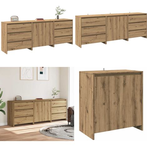 3-tlg. Sideboard Artisan-Eiche Holzwerkstoff - Holzwerkstoff - Eiche (1/5)