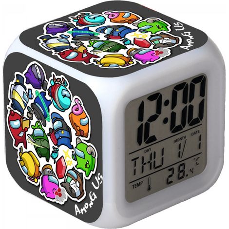 Horloge Numérique LED - Fonction Réveil - Lumière de Nuit avec Changement de Couleur - Format 12/24 Heures - Calendrier et Thermomètre - Pour Enfants Adultes - 1 Pièce (1/5)