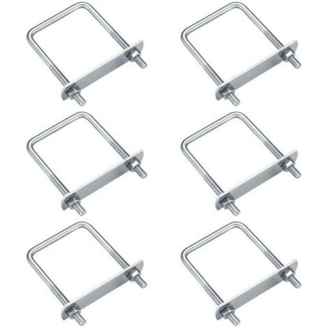 6 Pièces Boulons en U, M6 U-Bolts, Boulons de U en Acier Inoxydable avec Écrou Plaques Rondelle, Boulons de Serrage Fixation pour Fixation Tuyaus (Angle droit 80x50mm) (1/5)