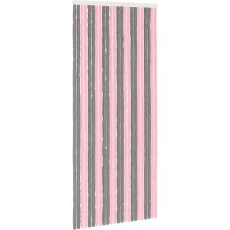 vidaXL Rideau anti-insectes en chenille Gris Argent et Rose