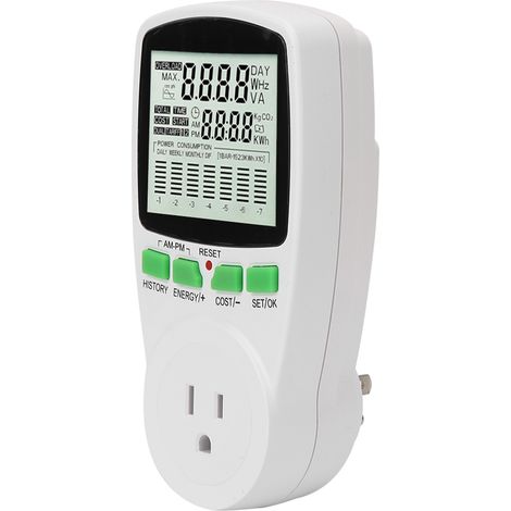 Moniteur d'énergie 0,000 kWh‑9999 kWh, prise du compteur d'énergie 0‑16 A, moniteur de consommation électrique (110 V US) (1/5)