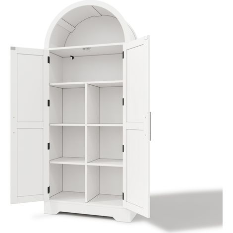 Buffet haut cintré 70 x 35 x 170 cm en MDF blanc (1/5)