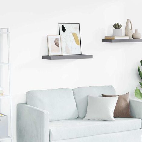 323853 vidaXL Floating Wall Shelf Grey 60x23,5x3,8 cm MDF (1/5)