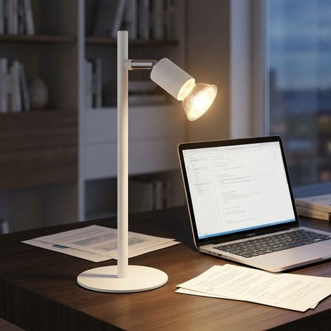 Tischlampe Leselampe Tischleuchte weiß Spot beweglich Wohnzimmerlampe H 30 cm (1/5)
