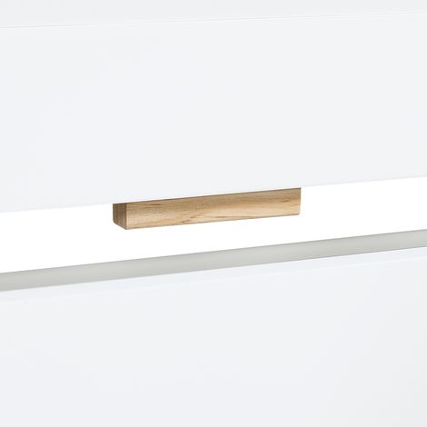 Litera blanca de madera 90x200 cm con 2 cajones, estante abierto y escalera (1/5)