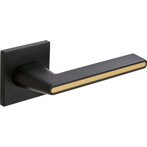 Maniglia per porta premium ELIKA II quadrata nera e oro dal design sottile