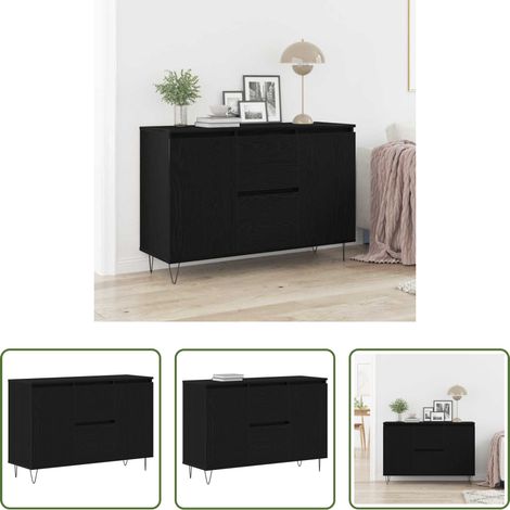 Rangement salon - Buffet Chêne noir 101,5 x 35 x 70 cm Bois d'ingénierie (1/5)