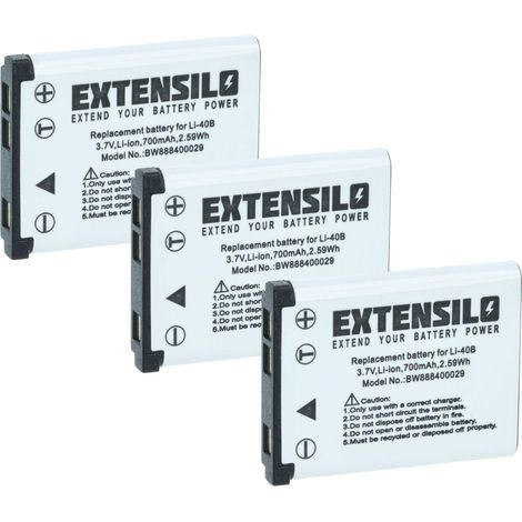 EXTENSILO 3x Akku kompatibel mit Casio Exilim EX-ZS6, EX-ZS150, EX-ZS100, EX-ZS5 Kamera (700 mAh, 3,7 V, Li-Ion) (1/5)