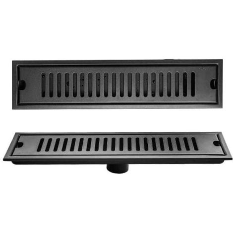 Rectangle 304 Acier Inoxydable Noir Cuisson Peinture Salle De Bains Égout Salle De Douche Drains Au Sol Longueur 20-50cm, Côté 40x10cm (1/5)